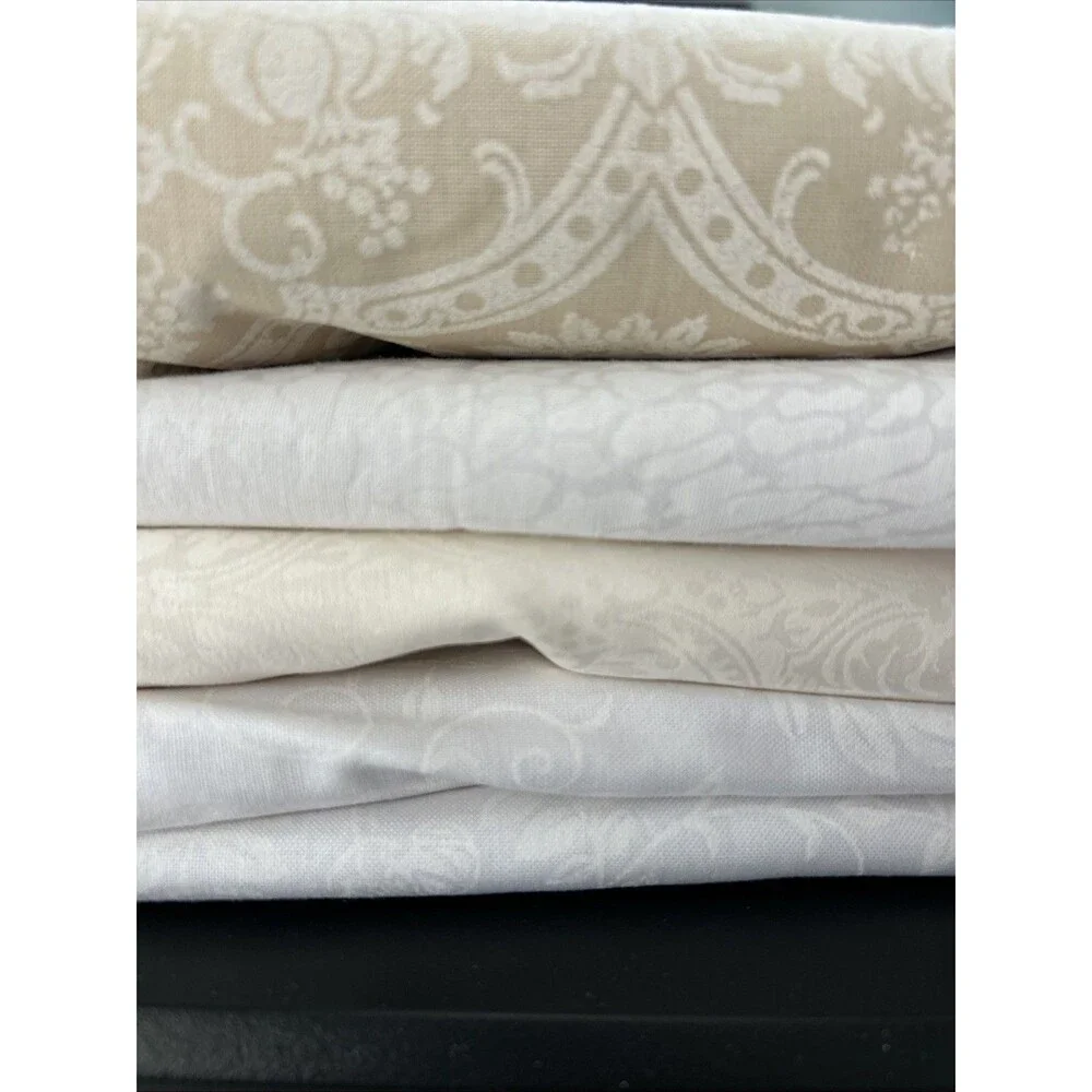 Cream White Beige Tonal Cotton Quilting Fabric Neutrals Filler Lot 5 Pc